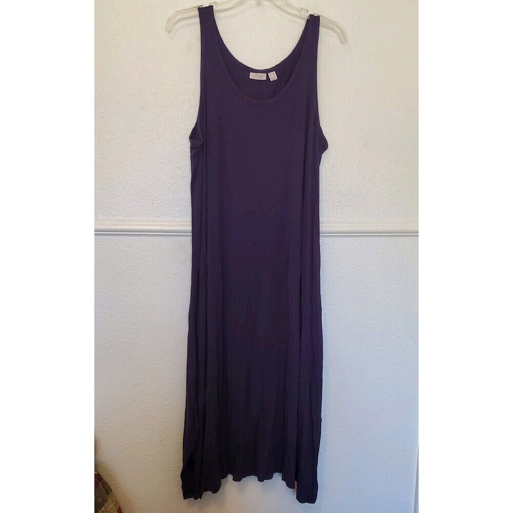 LOGO by Lori Goldstein Beach to Street Tank Dress‎ Purple Stretch Size 1X Slits